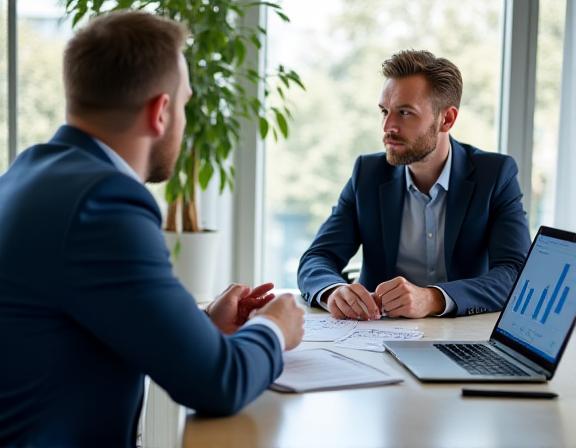 Doradca finansowy Blixory omawia plan budżetowy z klientem